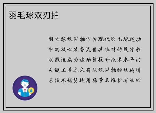 羽毛球双刃拍